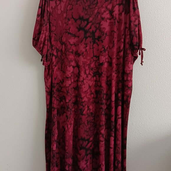 Susan Graver Regular Liquid Knit Elbow Sleeve Midi Dress , Wine Sz  a607358 - Picture 4 of 4